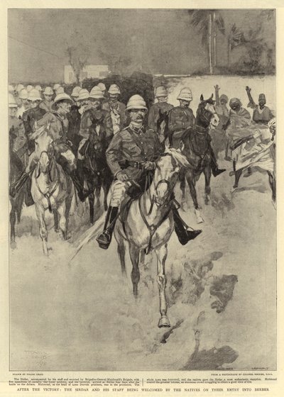 After the Victory, the Sirdar and his Staff being welcomed by the Natives on their entry into Berber by Frank Craig